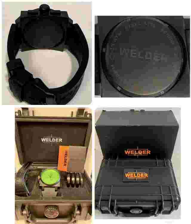 46mm Black Square | Six Changeable Tinted Crystals WELDER K26 Qtz Chrono Watch