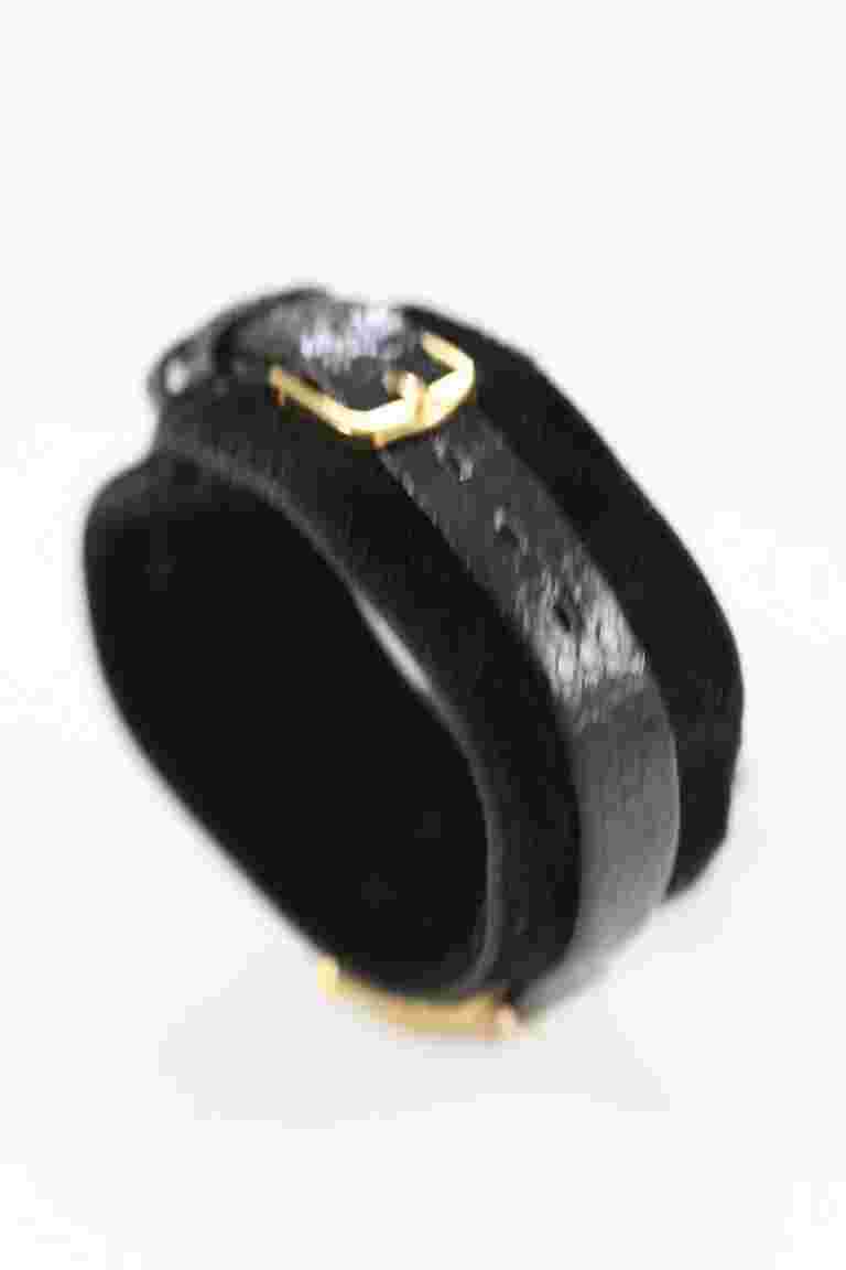 Charles Delon Women Watch Stainless Steel Gold Leather Black Battery WR Quartz