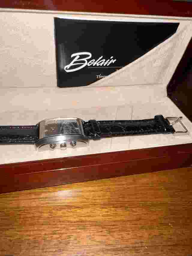 Belair Swiss Men's Watch Chronograph  G15.211 Mint Condition Wooden Box / Manual