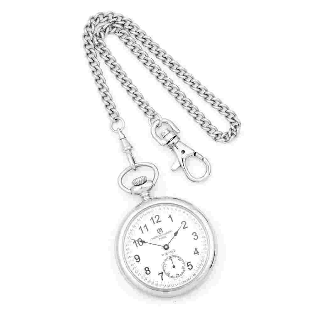 Charles Hubert Stainless Steel Open Face Pocket Watch XWA2743