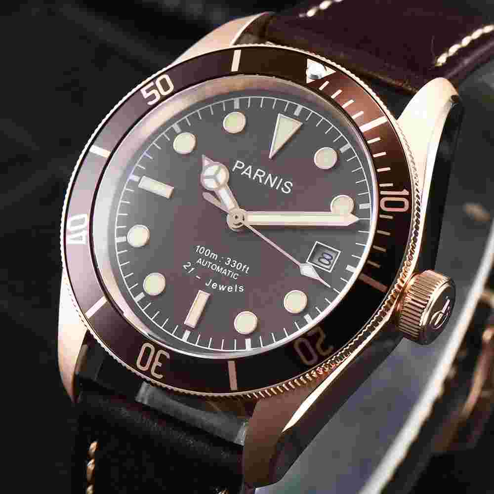 41mm Parnis 21 Jewels Miyota Automatic Men Watch Sapphire 10 ATM Water Resistant