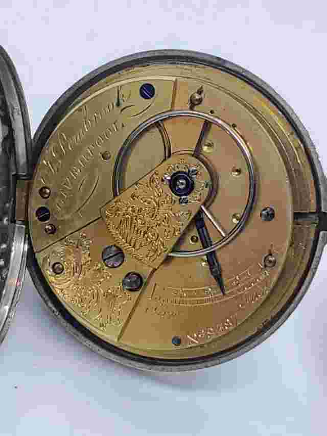 Verge Fusee Pocket Watch 1850s Liverpool Sterling, Egg Case! Alarm pocket watch