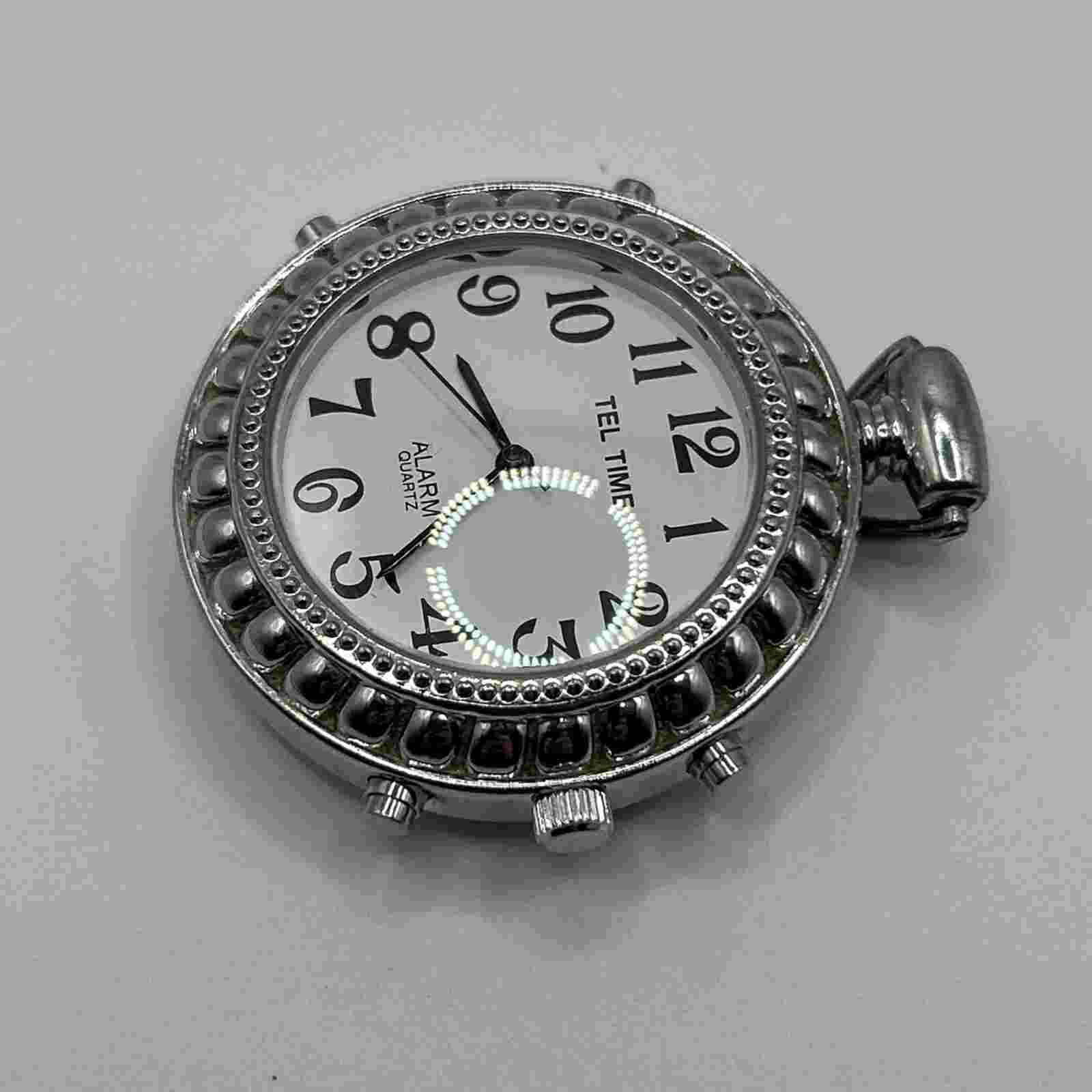 Tel Time Talking Pocket Watch Silver Tone NEW BATTERY RUNS!