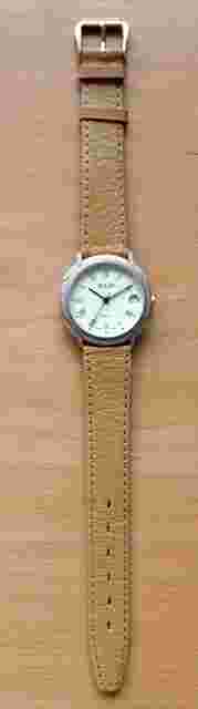 BULER NEW SWISS MADE WATCH - MATT GOLD & SILVER PLATED CASE - LEATHER BAND