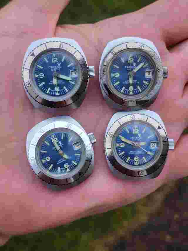 Collection Of 4 NOS Vintage Mechanical Cronel Ladies Diver Calendar Watches