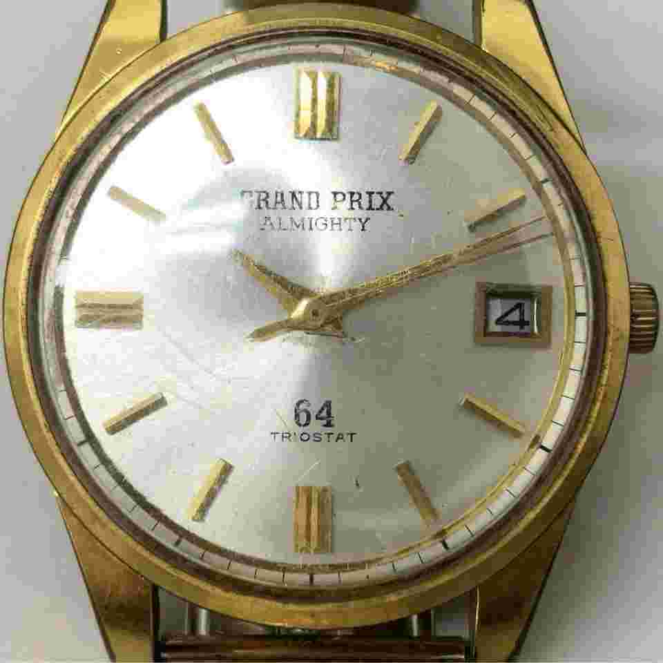 Orient Grand Prix Almighty 64 Automatic Watch Silver Dial Gold Band 15.5cm