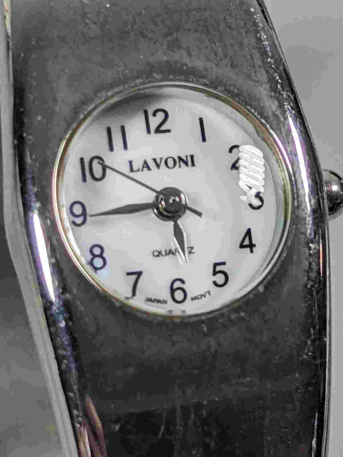 Lavoni Womans White Dial Silver Tone Hinge Bracelet Band Watch