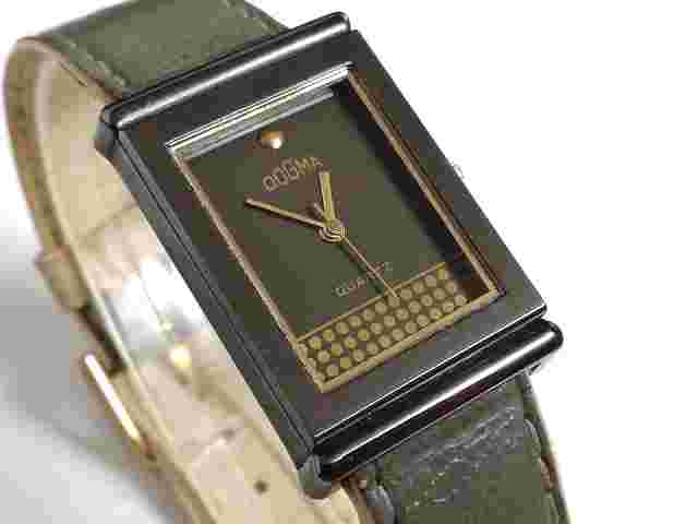 Dogma Quartz Watch New Black And Gold Two-Tone Leather Strap
