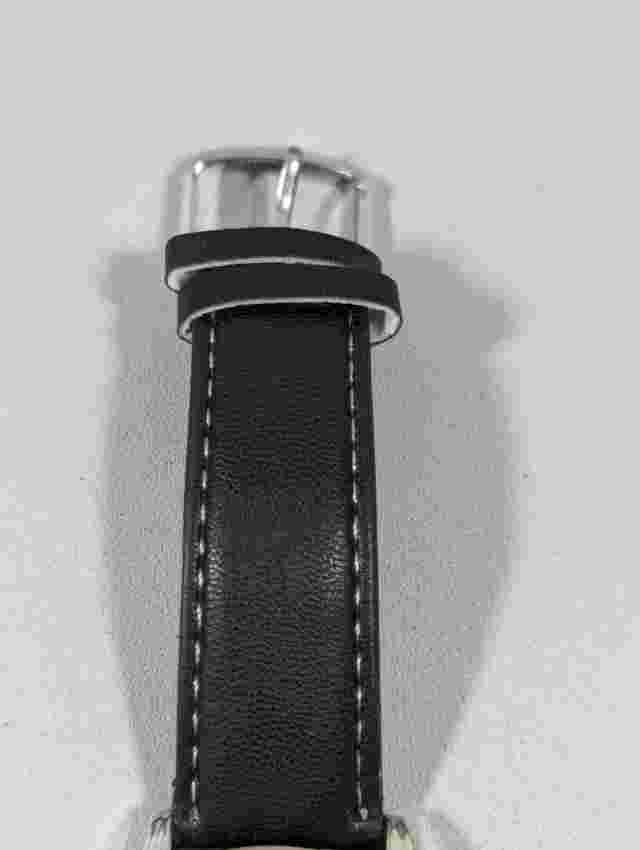 Mens Migeer Blue Dial Silver Tone Round Case Black Band Watch 8 Inch