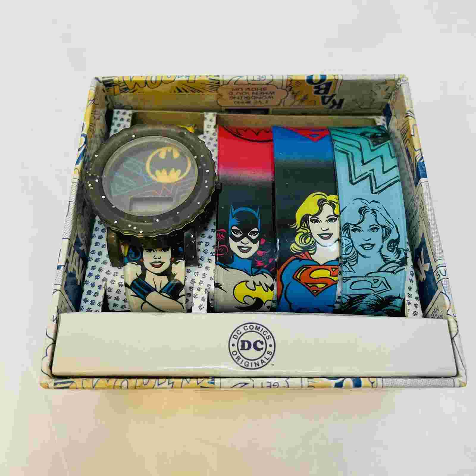 Vintage DC Comics Accutime Watch / Band Set Kids Wonder Woman Batgirl Supergirl