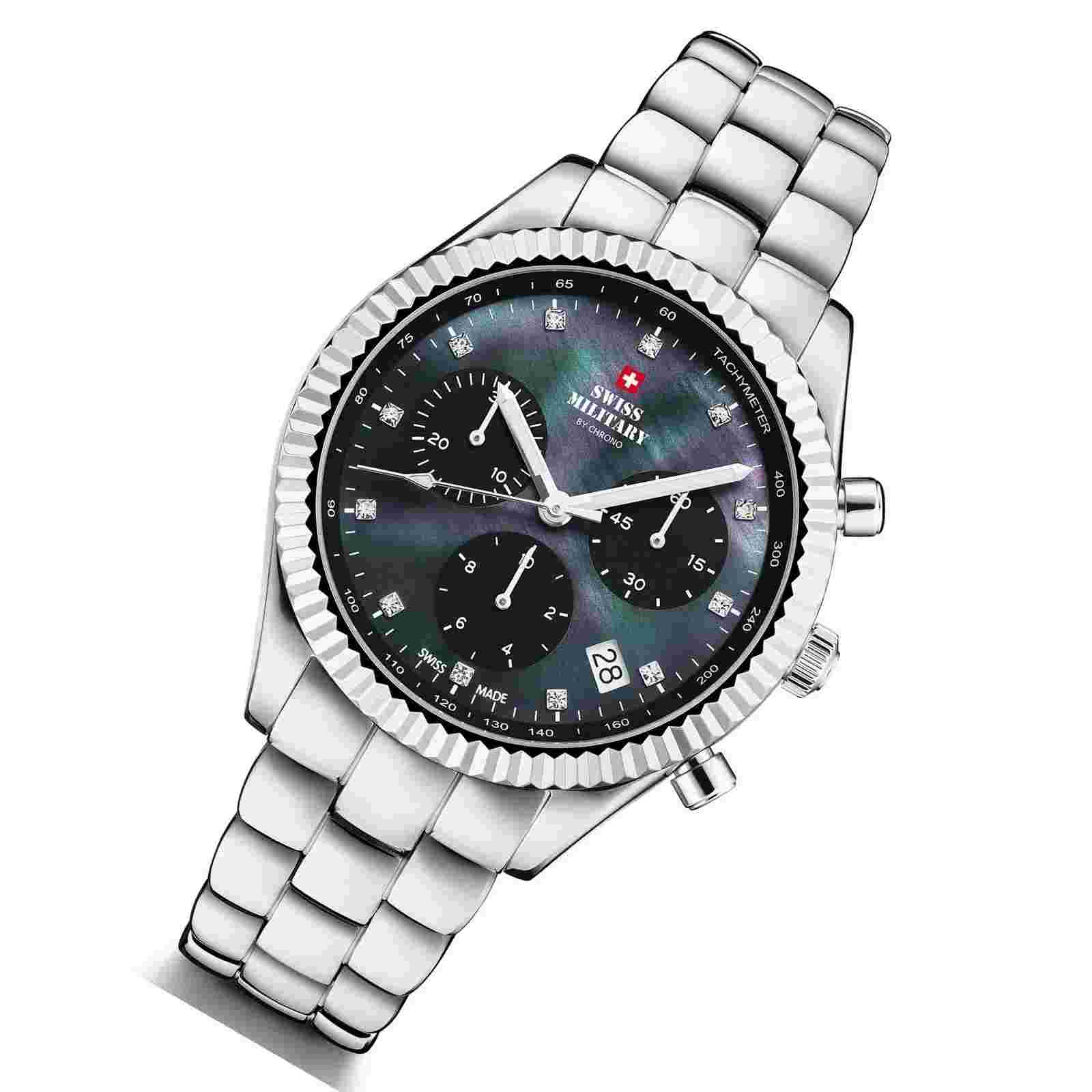 SWISS MILITARY SM30207.01 Elegant Chronograph Quartz Black Dial Women's Watch