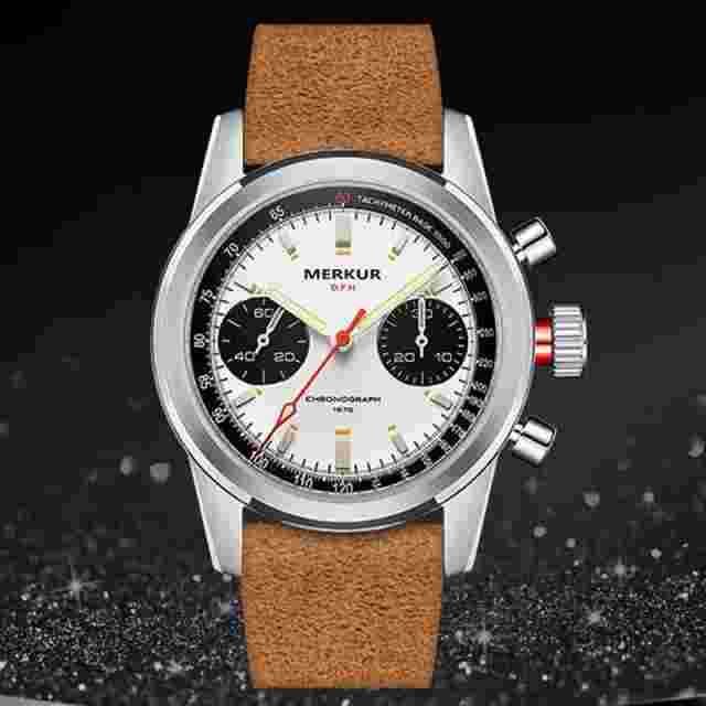 MERKUR Men Chronograph Watch Pilot Panda Hand Wind Mechanical Wristwatch TY2901