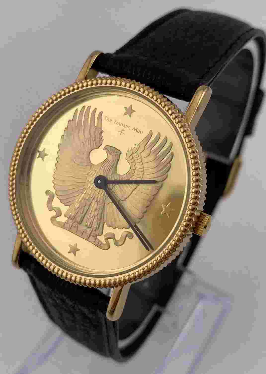 Vintage 1986 The Franklin Mint Men’s American Eagle Dial Swiss Made Watch