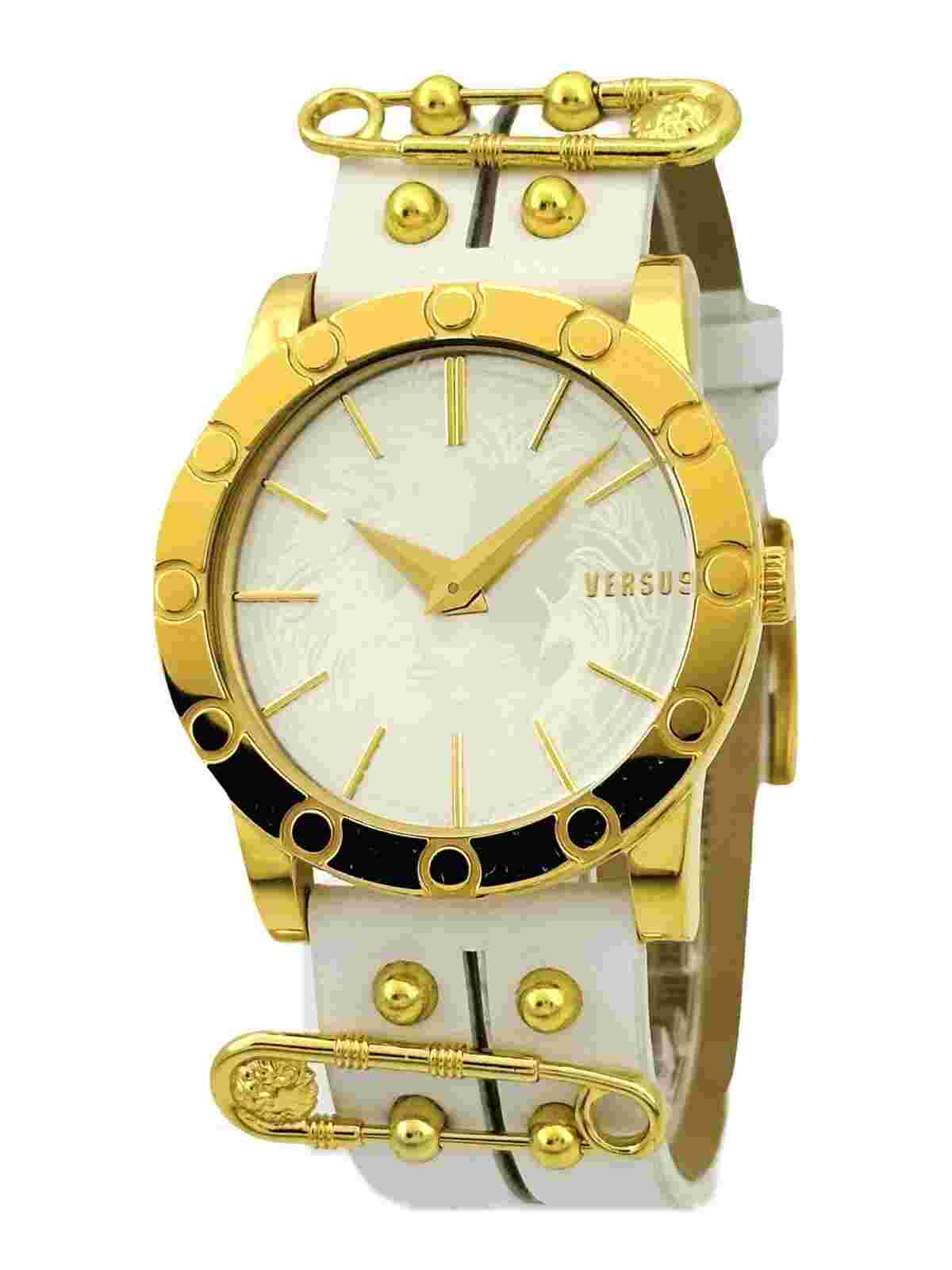 Versus by Versace SF703 0014 Ladies MIAMI Golden Stainless White Leather Watch