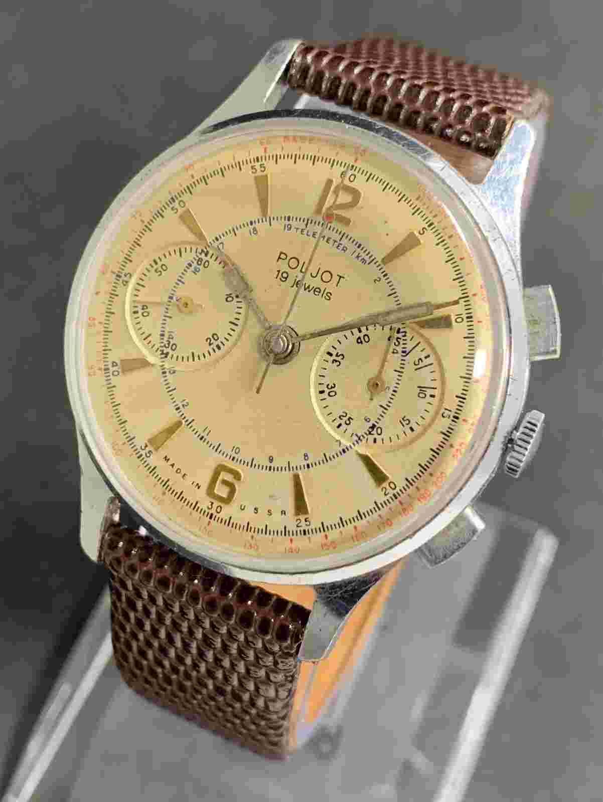 POLJOT - STRELA Chronograph Vintage USSR Watch Cal. 3017 , 19 Jew.