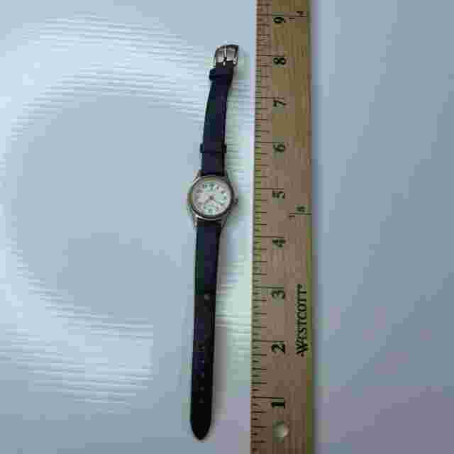 F JEMIS JF93 Silver Black Leather Retro Ladies Stainless Watch Untested