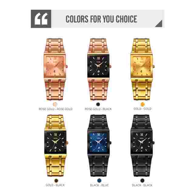 Mens Wristwatch 30M Water Resistant Fashion Square Analog Quartz Watches NH0