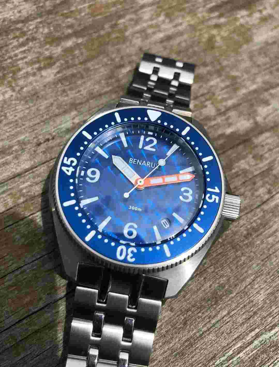 Benarus Bonito Dive Watch Bonito blue scales brushed 42mm Shipped from USA