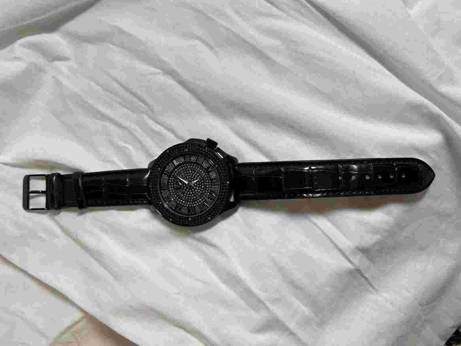 Super Techno Mens Watch, Genuine Diamonds, Water Resistant, Stanless Steel Back