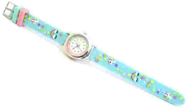 Tikkers Aqua Green 3D Unicorn Theme Time Teacher Rubber Strap Watch - NTK0019