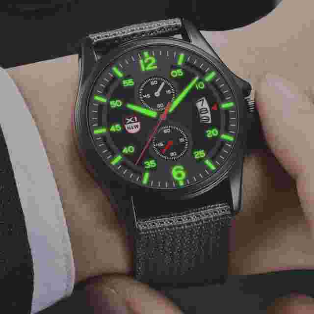 XINEW Men Military Nylon Waterproof Date Quartz Analog Army Watch Sport Watch