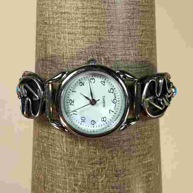 Sterling Silver FC Navajo Tips Women White Dial Expansion Band 25mm Watch 6 1/4"