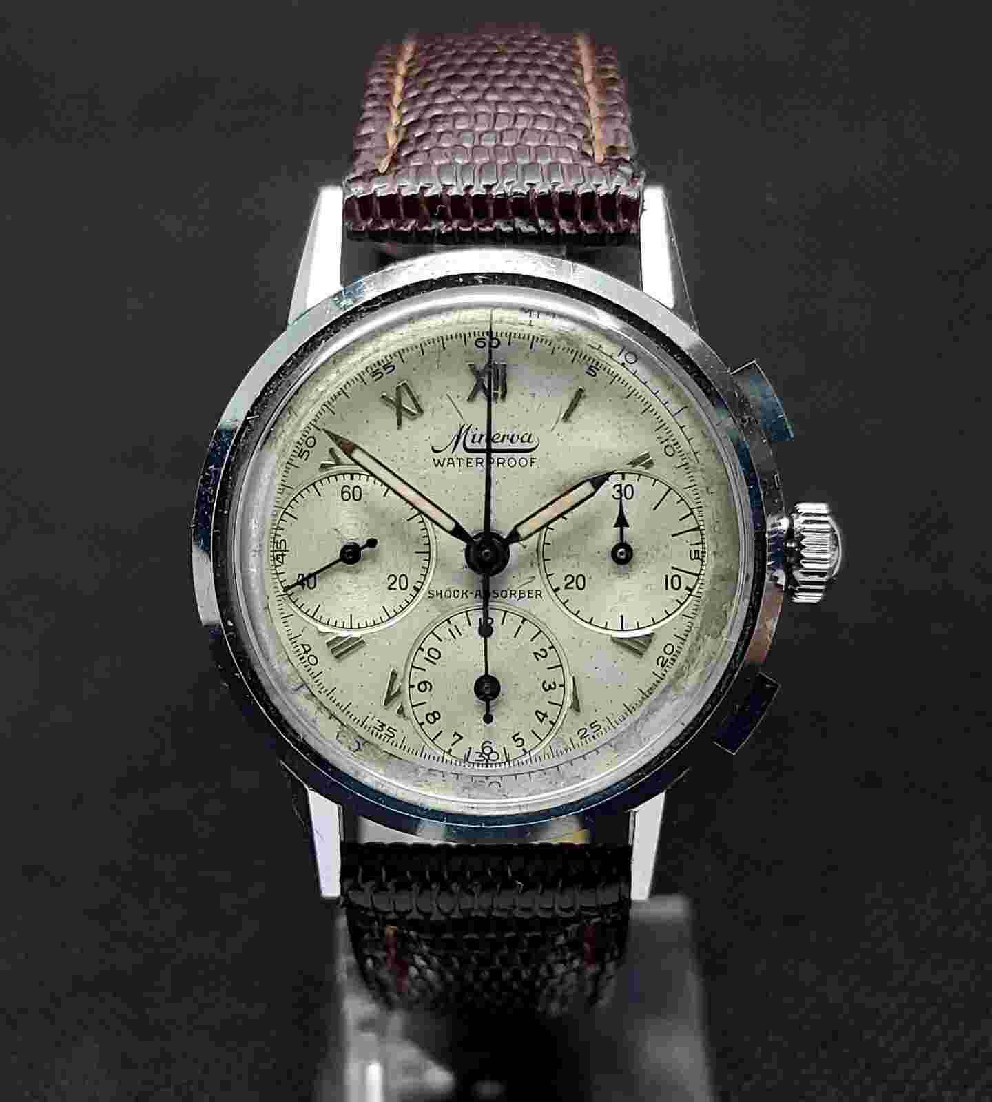 MINERVA VD712 vintage 1950s Chronograph Valjoux 72 swiss military