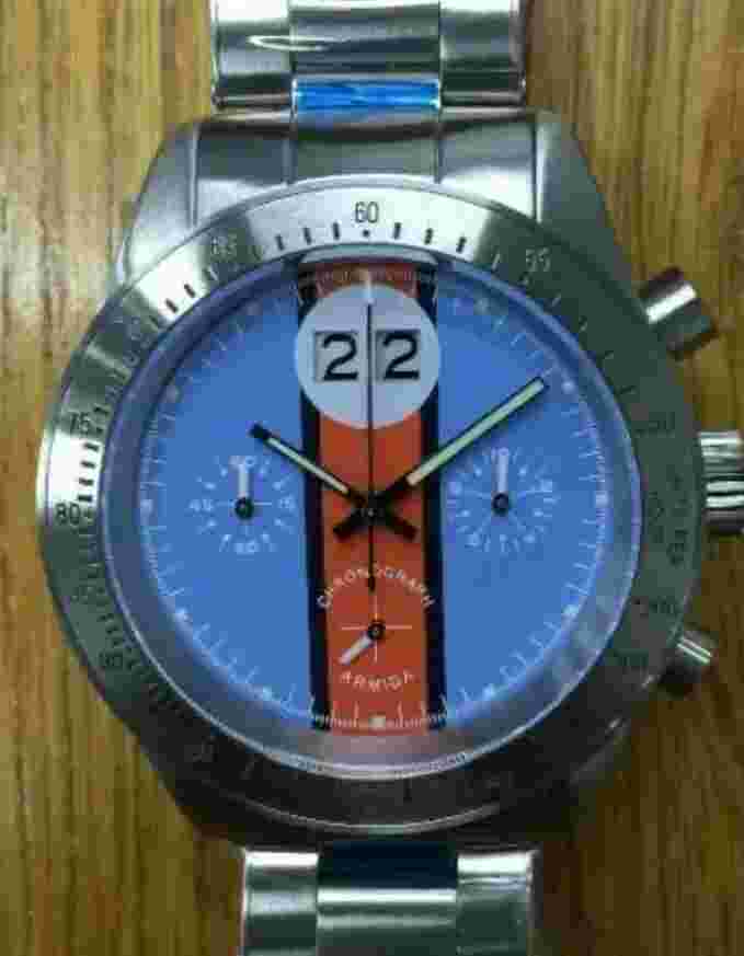 Armida A10 blue Chronograph dial steel bezel watch  Shipped from USA