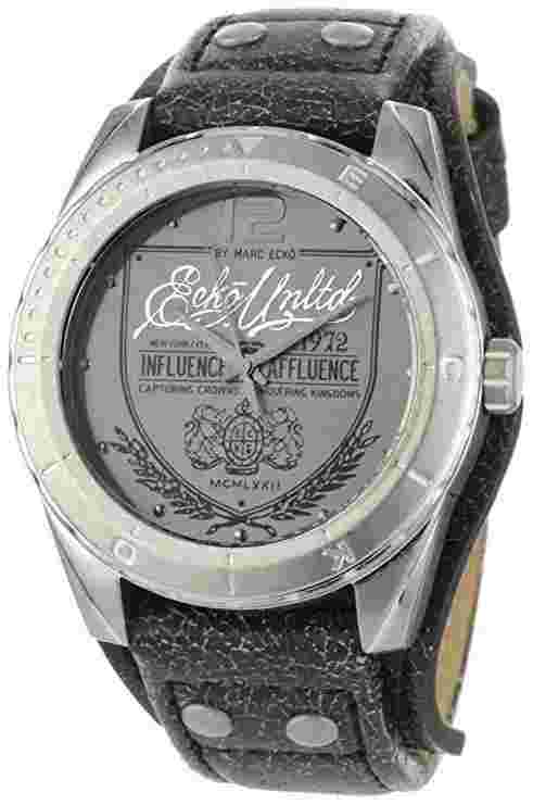 Marc Ecko The Daily Black Leather Cuff Watch Mens E11518G1