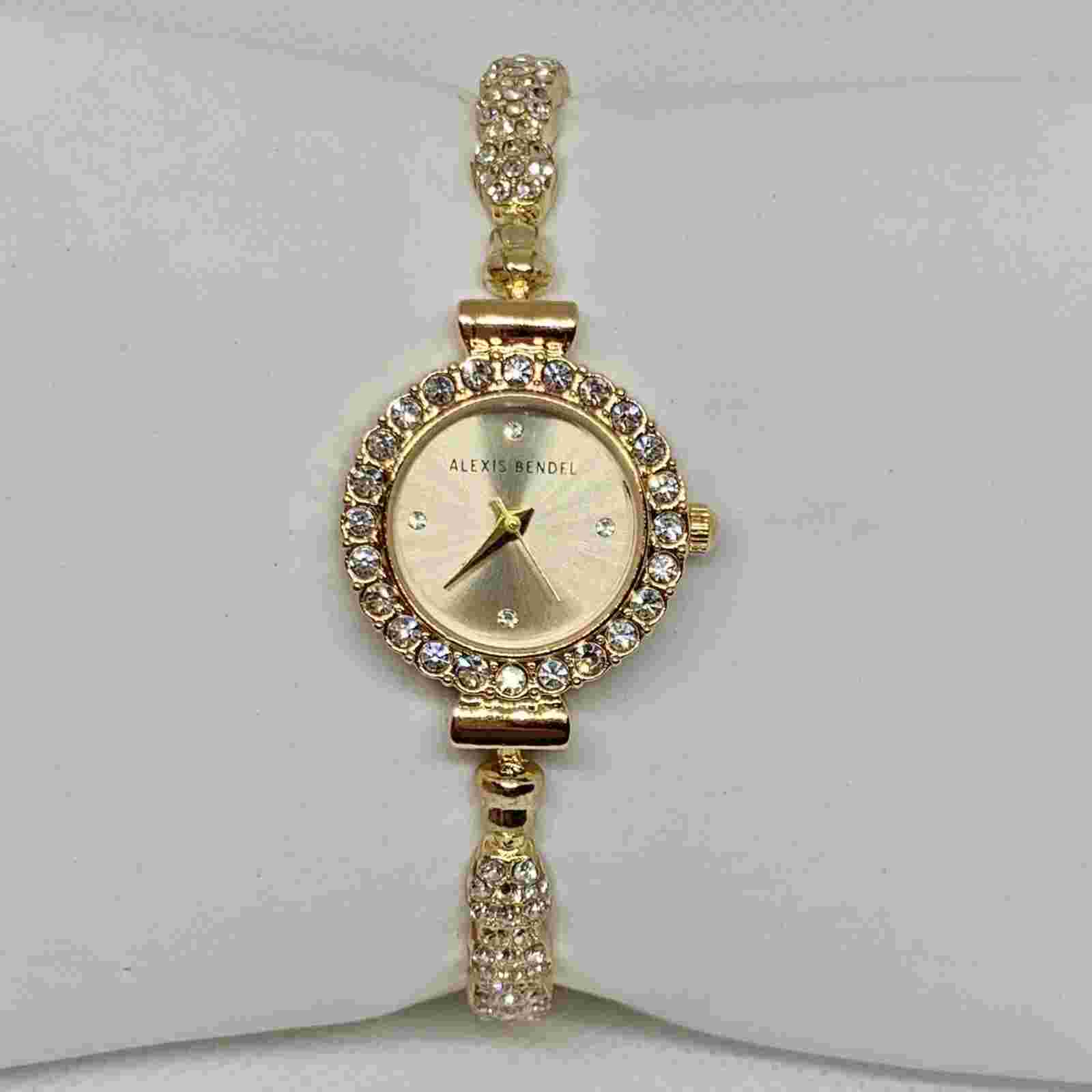 Alexis bendel gold tone ladies wrist watch quartz analog 23mm running