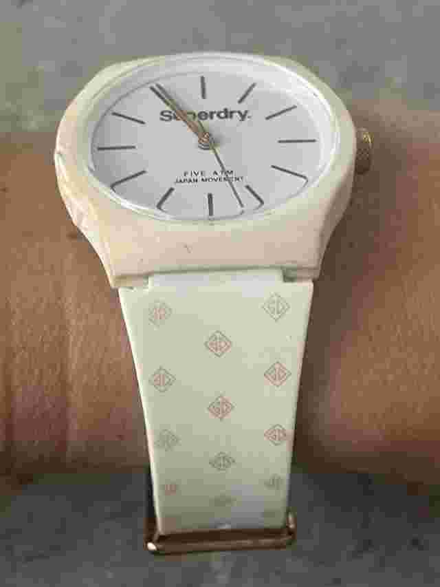 SUPERDRY Retro Digi 36mm Case White Silicone Quartz Watch - Working Womens