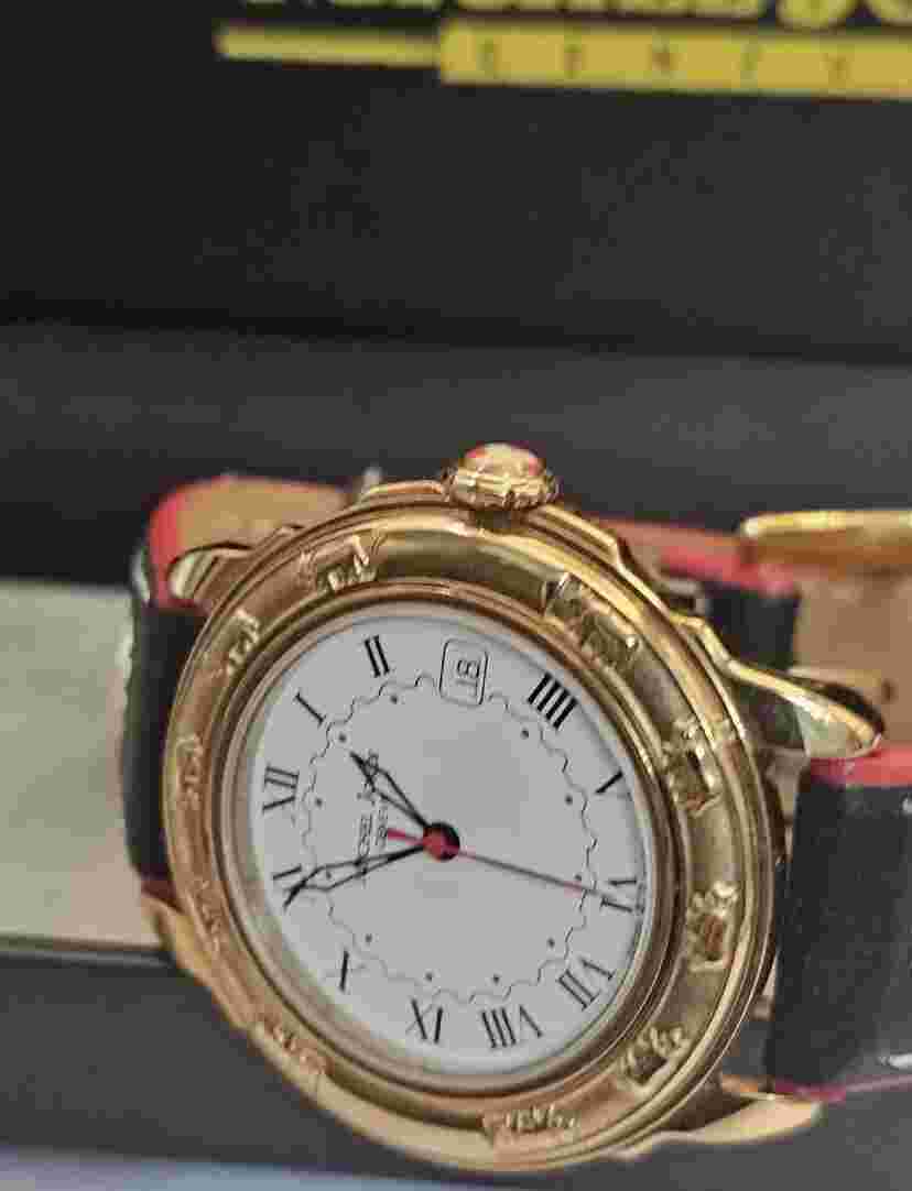 *NEW* MICHEL JORDI ETHNO CUVÉE RARE GOLD PLATED WATCH BOX & PAPERS