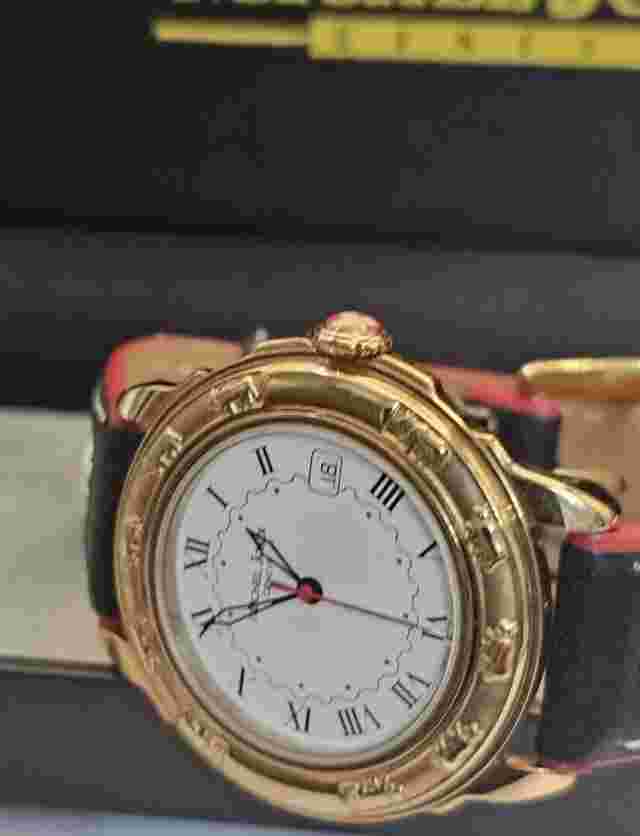 *NEW* MICHEL JORDI ETHNO CUVÉE RARE GOLD PLATED WATCH BOX & PAPERS