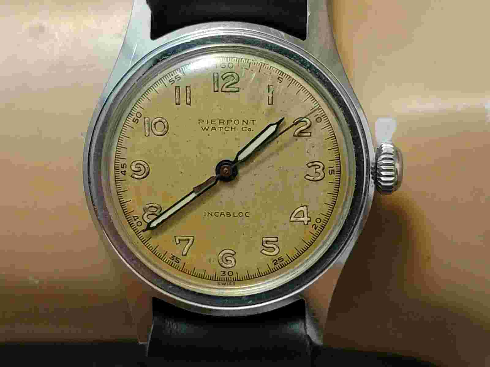 Vintage Pierpont Watch Co. Stainless Steel Military Style Manual Wind Men's...