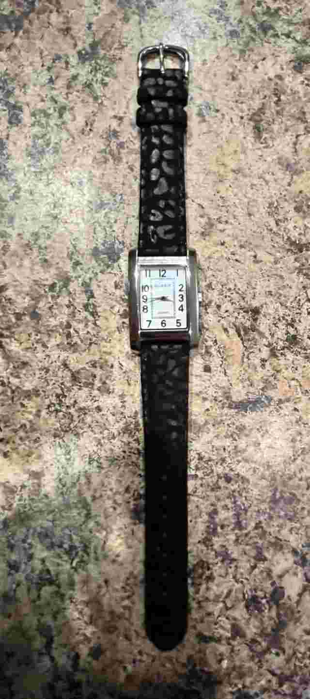 Gossip Watch Womens 26mm Tank Style MOP Dial Silver Tone Black Band New Battery