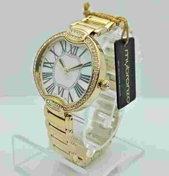 Women's Watch Gold Zirconia My Bronze Italy, White Dial Roman Numbers, 36Mm