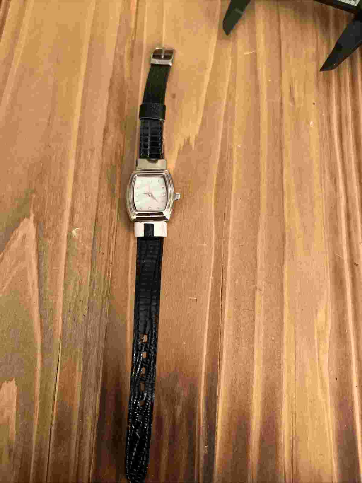 Mary Kay Watch Women Silver Tone MOP Dial Reversible Band Black/Brown New Bat