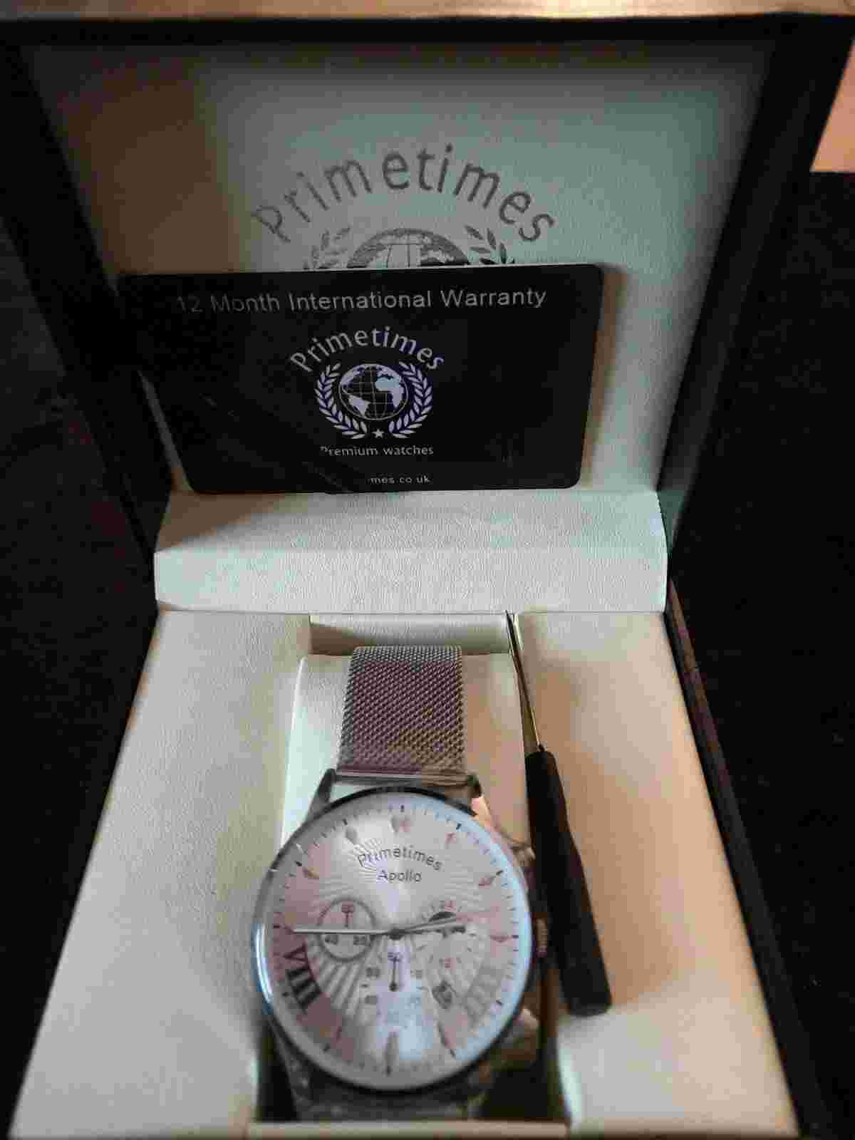 PRIMETIMES APOLLO MENS WATCH PT1994 QUARTS WATERPROOF Silver With Silver Strap
