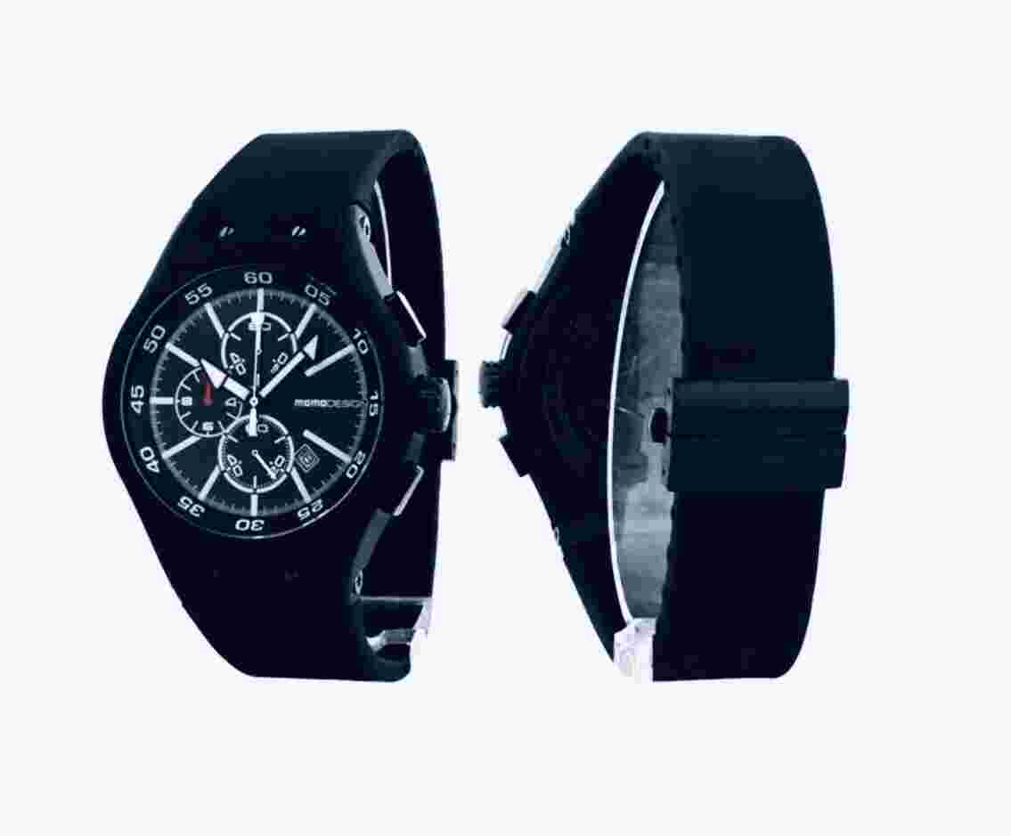 New MOMO Design Carbon Fiber Black Rubber Strap Men's Watch 1001BK-RB-01FCBK
