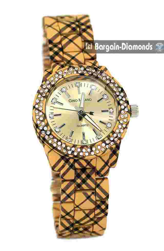 Ladies Butterscotch Clubbing Watch Pink-CZ Dial Butterscotch Brac to 7.5" Wrist