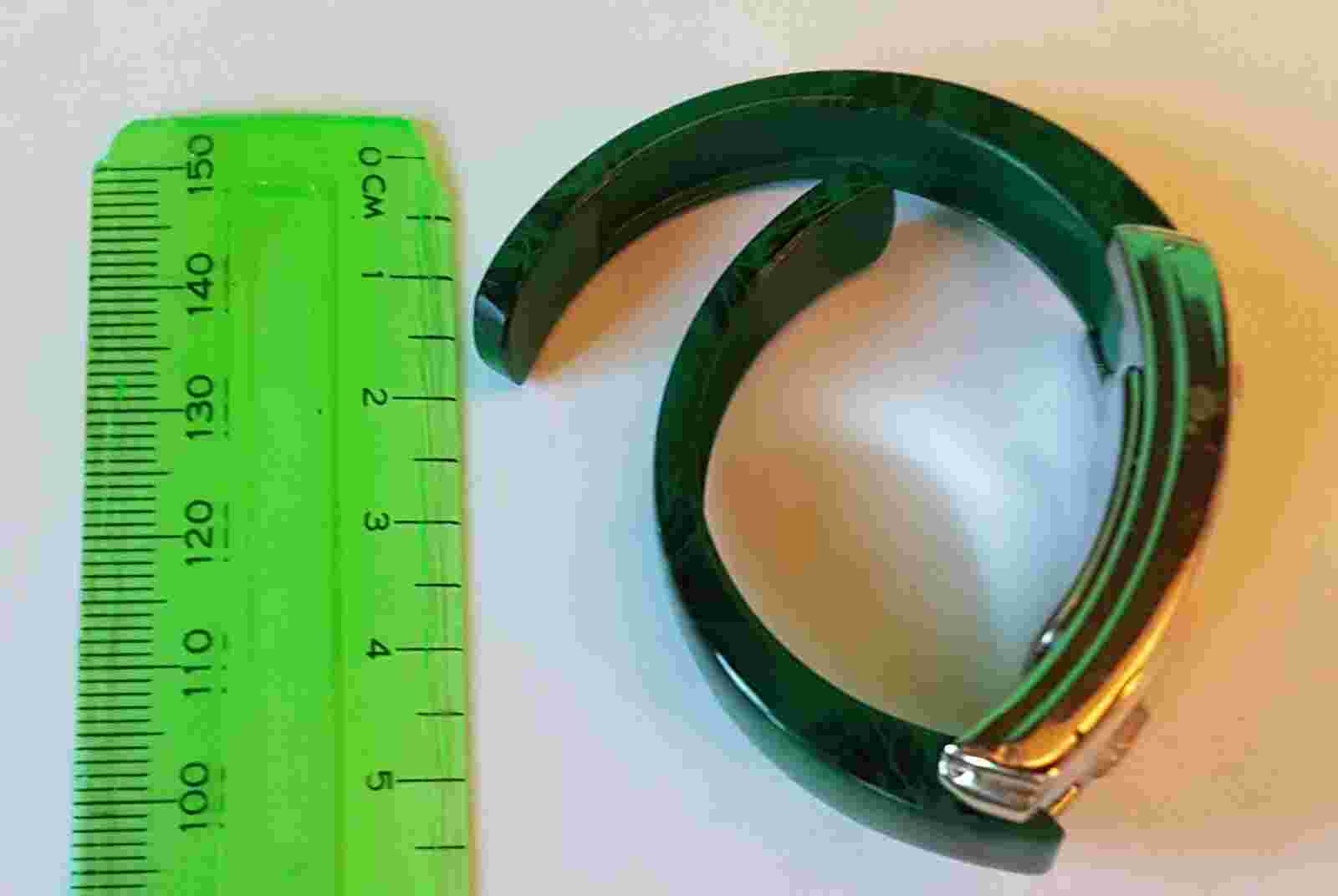 Anriya Milan Green Malachite Style Finish Ceramic Bracelet Watch Steel & 6 CZ