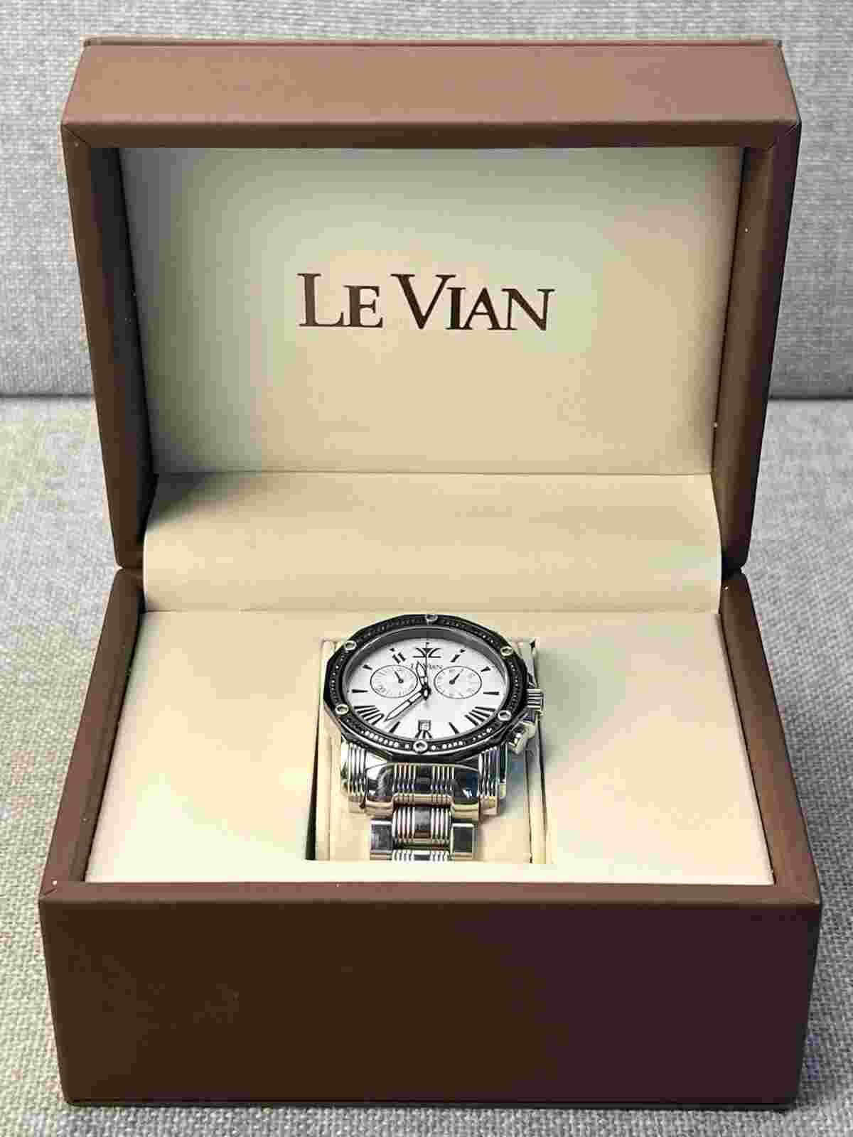 Le Vian Soho III Black Diamond Mens Watch,  Swiss Chronograph Quartz Watch