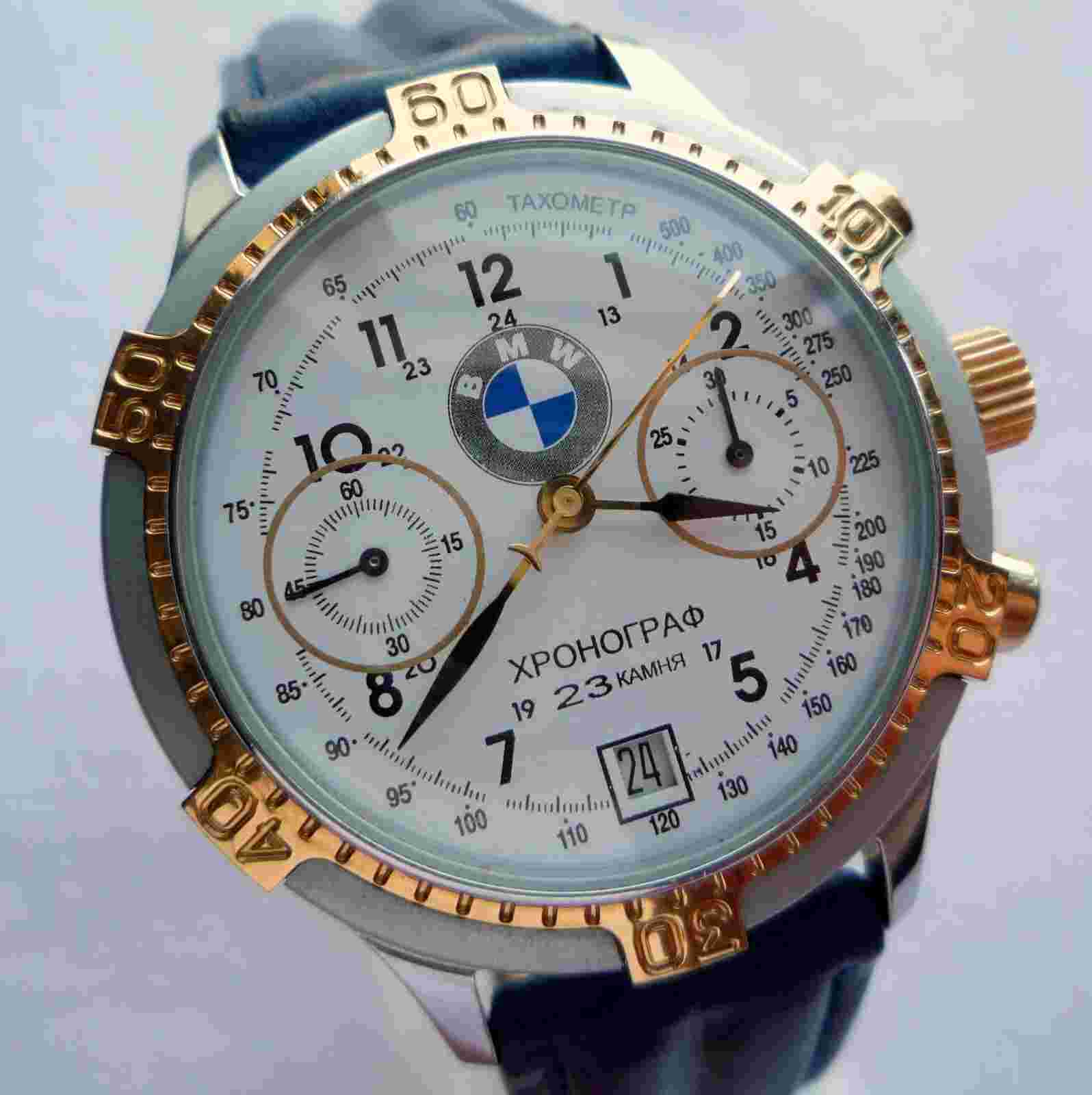BMW Classic Car Accessory Retro Sport Racing Poljot Mechanical Watch Chronograph