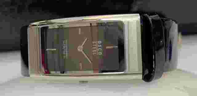 Women's Watch OSCO Sporty For Power Woman Bracelet Leather Lacquered Black 3045