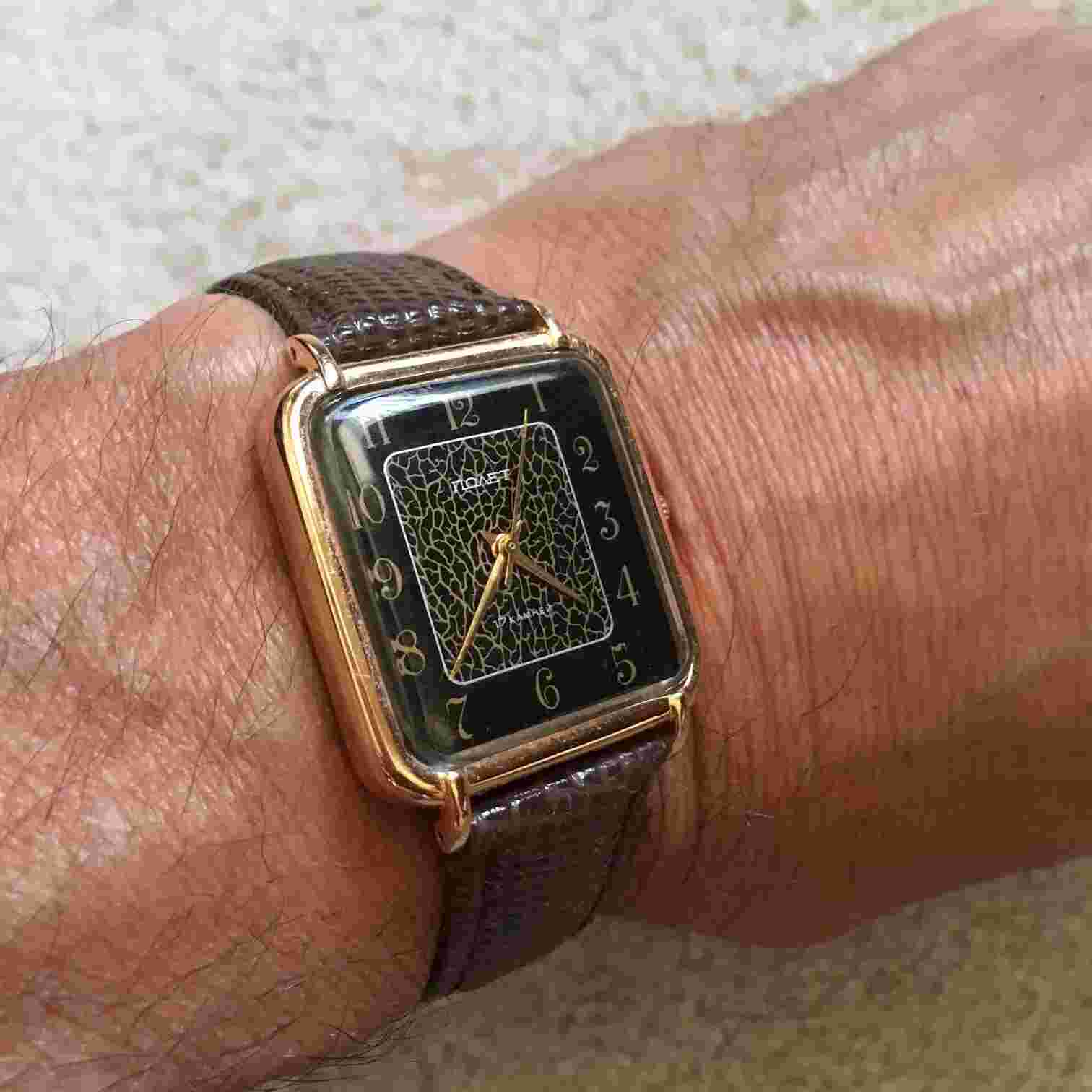 vintage 1970's POLJOT ПОЛЕТ 14k 585 Rose Gold USSR 17 J wristwatch novet RRR