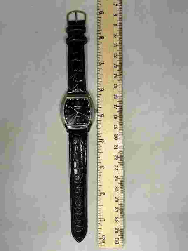 Anriya Milan Tonneua Watch w/ Black Leather Band — Womens Watch — New Battery