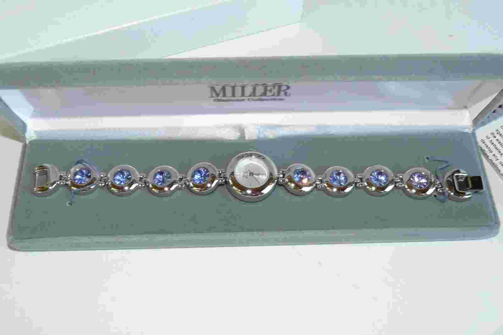 Nolan Miller Glamour Collection Watch Amethyst Purple Stones Bracelet Style New