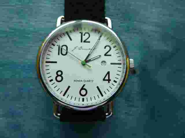 J. Brackett Camden 42 mm SS Case Cream Dial Swiss Ronda Movement w Wool Strap