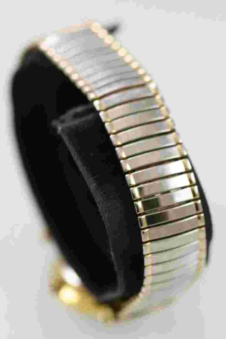 Cache Women Watch Stainless Silver Gold Steel Stretch WR Battery Cream Quartz