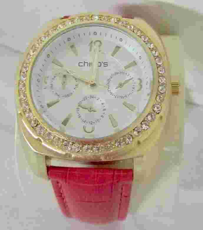 CHICO'S DALLA EMBOSSED LEATHER STRAP WATCH NWT $55